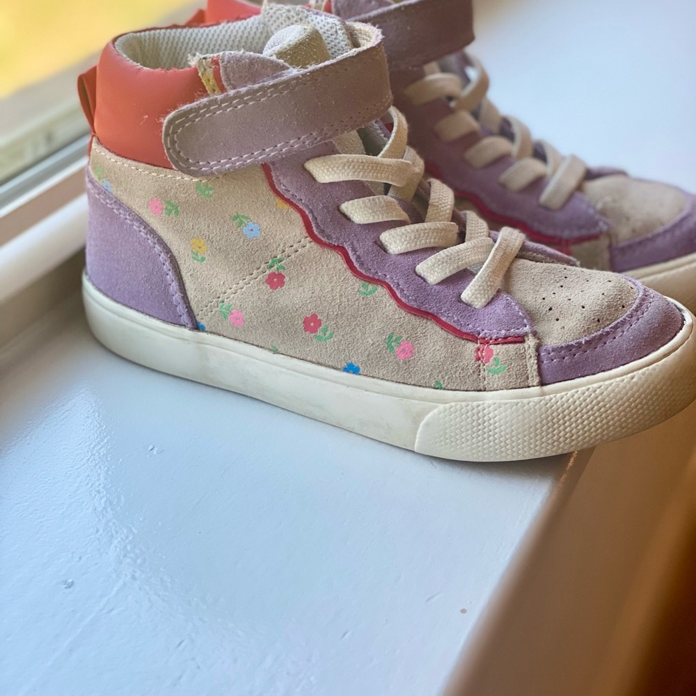 Mini Boden Leather High-Top Sneakers in Aster Purple, EUR 28, US 11